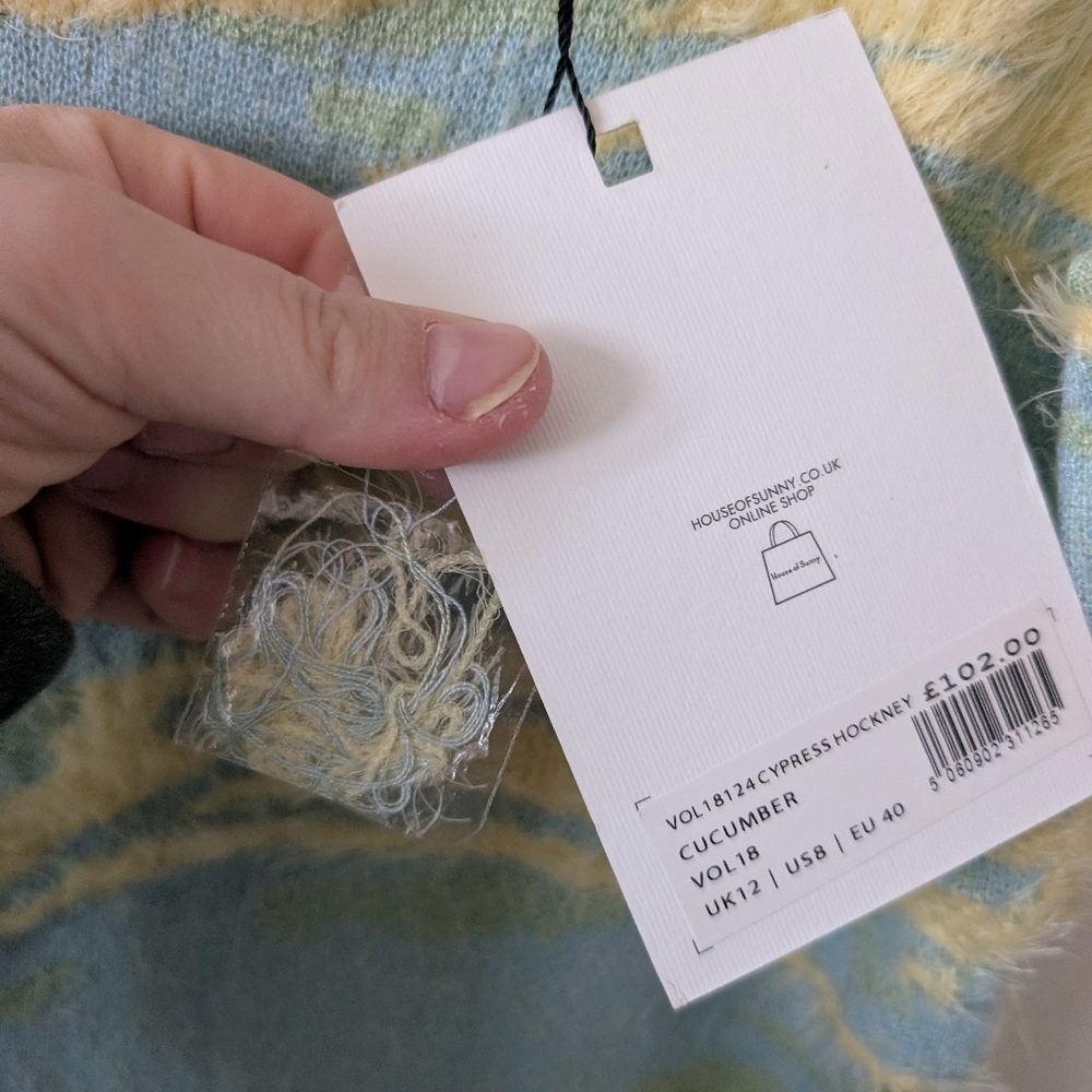 House Of Sunny Cypress Hockney Cucumber Fuzzy Knit Cutout Midi Dress Size 8‎ - Picture 5 of 10